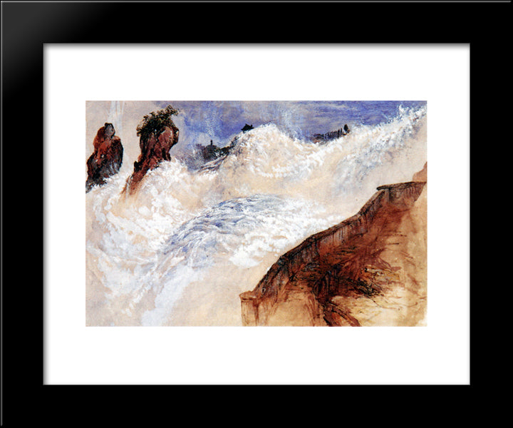 Falls Of Schaffhausen 20x24 Black Modern Wood Framed Art Print Poster by Ruskin, John