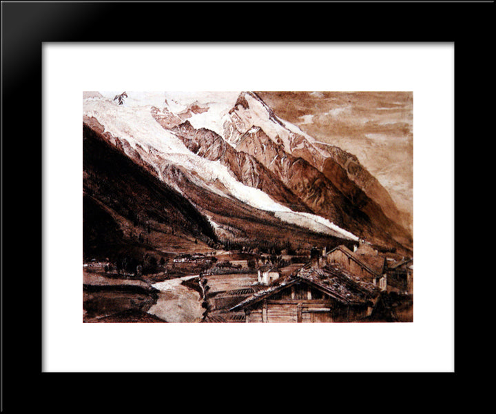 Glacier Des Bossons Chamonix 1849 20x24 Black Modern Wood Framed Art Print Poster by Ruskin, John