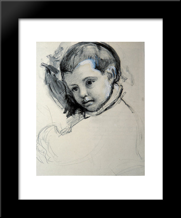 Head Of A Boy From Veronese 20x24 Black Modern Wood Framed Art Print Poster by Ruskin, John