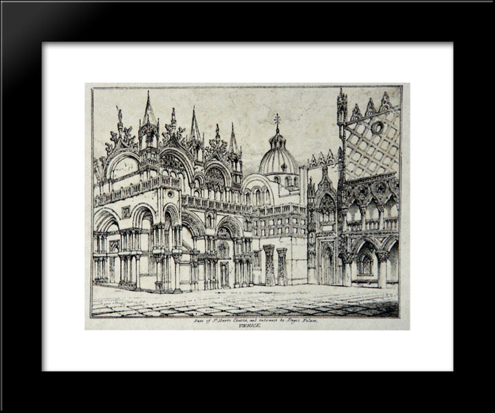 Piazzetta And St Marks Venice 1835 20x24 Black Modern Wood Framed Art Print Poster by Ruskin, John