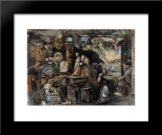 Study From Tintoretto'S Adoration Of The Magi 20x24 Black Modern Wood Framed Art Print Poster by Ruskin, John