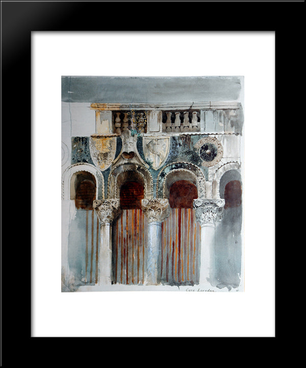 Study Of The Marble Inlaying On The Front Of The Casa Loredan 20x24 Black Modern Wood Framed Art Print Poster by Ruskin, John