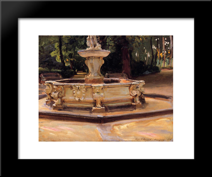 A Marble Fountain At Aranjuez, Spain 20x24 Black Modern Wood Framed Art Print Poster by Sargent, John Singer
