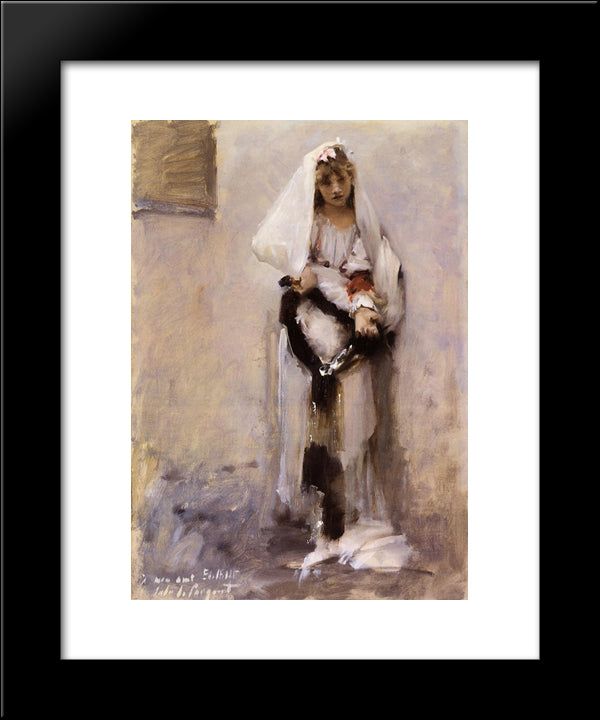 A Parisian Beggar Girl 20x24 Black Modern Wood Framed Art Print Poster by Sargent, John Singer