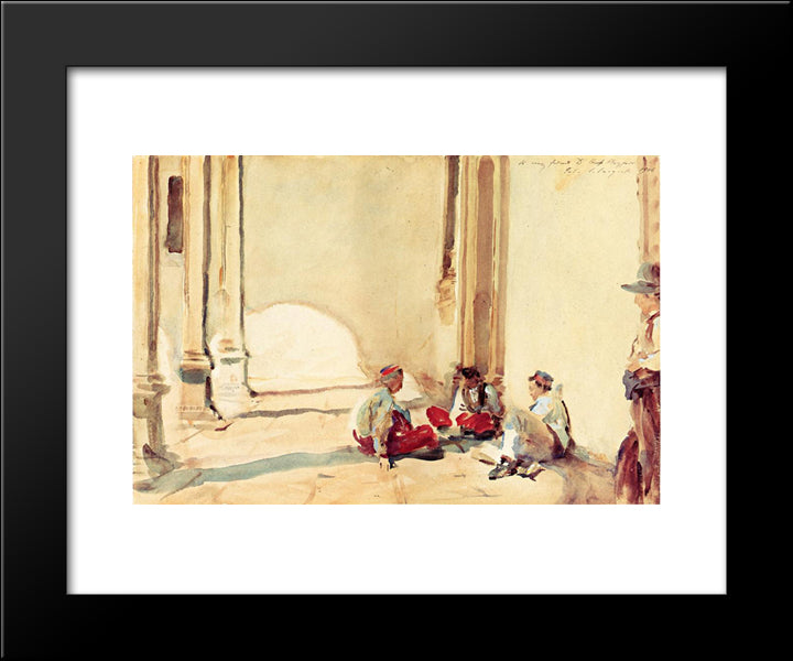 A Spanish Barracks 20x24 Black Modern Wood Framed Art Print Poster by Sargent, John Singer