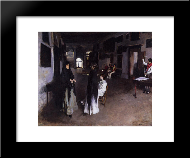 A Venetian Interior 20x24 Black Modern Wood Framed Art Print Poster by Sargent, John Singer