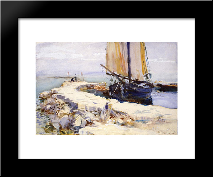 Above Lake Garda At San Vigilio 20x24 Black Modern Wood Framed Art Print Poster by Sargent, John Singer