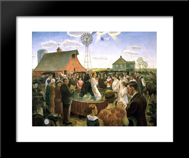 Baptism In Kansas 20x24 Black Modern Wood Framed Art Print Poster by Steuart Curry, John