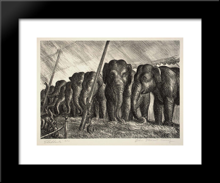 Circus Elephants 20x24 Black Modern Wood Framed Art Print Poster by Steuart Curry, John