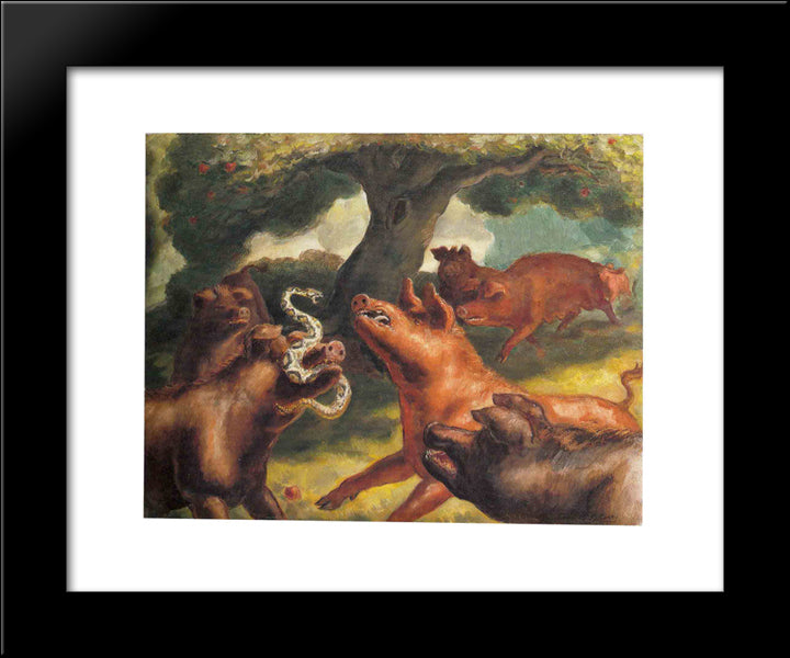 Hogs Killing A Snake 20x24 Black Modern Wood Framed Art Print Poster by Steuart Curry, John