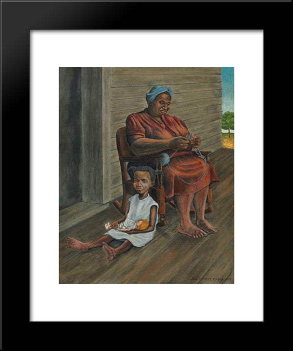 On The Porch 20x24 Black Modern Wood Framed Art Print Poster by Steuart Curry, John