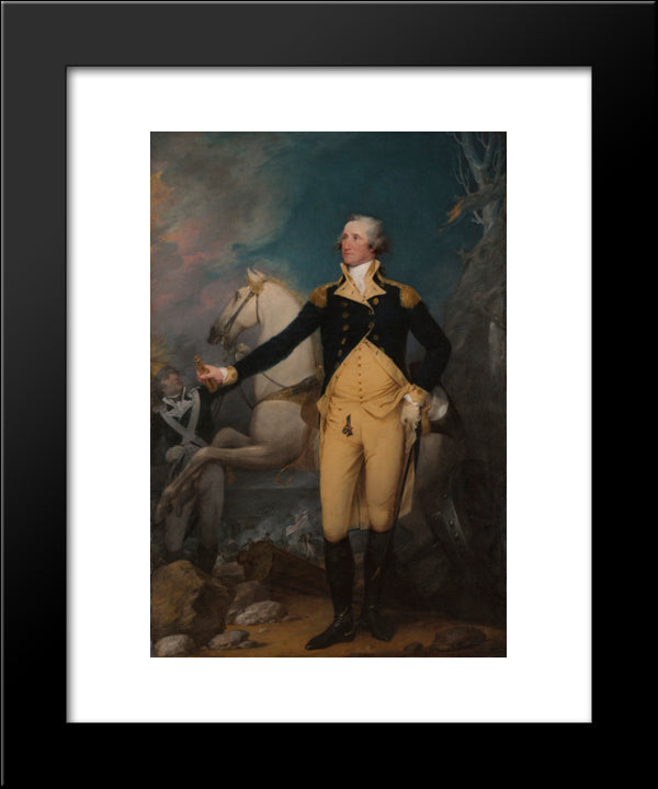 George Washington Before The Battle Of Trenton 20x24 Black Modern Wood Framed Art Print Poster by Trumbull, John