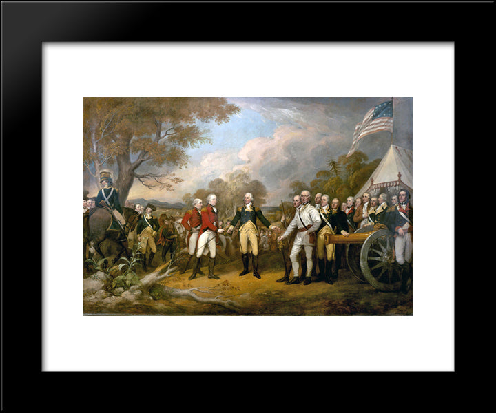 The Surrender Of General Burgoyne 20x24 Black Modern Wood Framed Art Print Poster by Trumbull, John