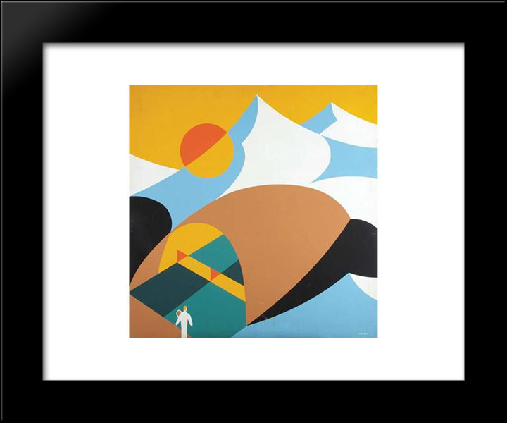 Abstract Design Of A Mountanous Landscape 20x24 Black Modern Wood Framed Art Print Poster by Vassos, John