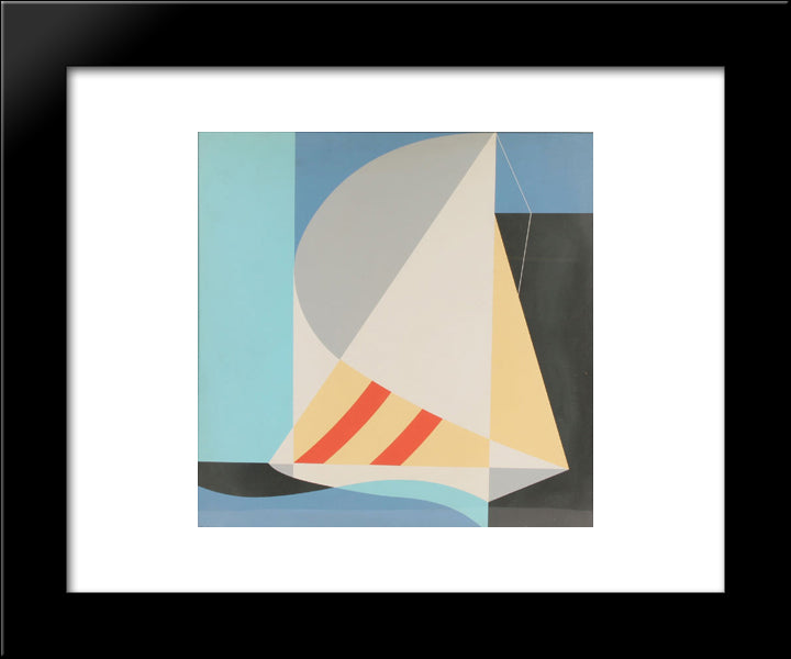 Abstract Sailboat 20x24 Black Modern Wood Framed Art Print Poster by Vassos, John