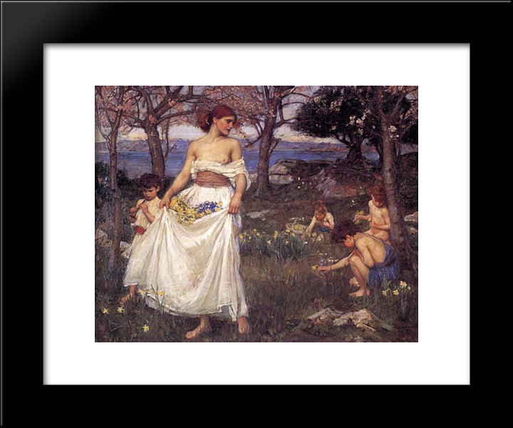 A Song Of Springtime 20x24 Black Modern Wood Framed Art Print Poster by Waterhouse, John William