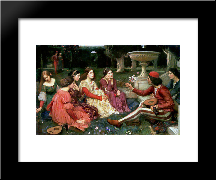 A Tale From The Decameron 20x24 Black Modern Wood Framed Art Print Poster by Waterhouse, John William
