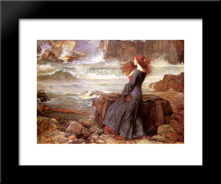 Miranda 20x24 Black Modern Wood Framed Art Print Poster by Waterhouse, John William