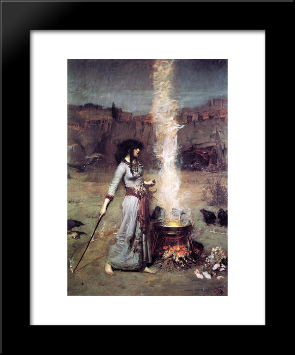 The Magic Circle 20x24 Black Modern Wood Framed Art Print Poster by Waterhouse, John William