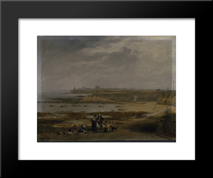 Cullercoats Looking Towards Tynemouth - Ebb Tide 20x24 Black Modern Wood Framed Art Print Poster by Carmichael, John Wilson