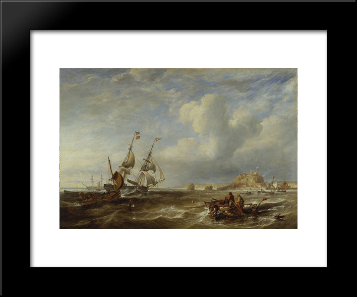 The 78-Ton Brigantine 'The Advocate' Off St. Helier, Jersey 20x24 Black Modern Wood Framed Art Print Poster by Carmichael, John Wilson