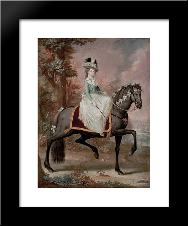 Dama A Caballo 20x24 Black Modern Wood Framed Art Print Poster by Campeche, Jose