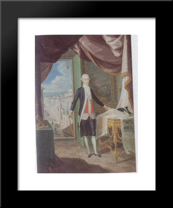 Retrato Del Governador Don Miguel Antonio De Ustariz 20x24 Black Modern Wood Framed Art Print Poster by Campeche, Jose