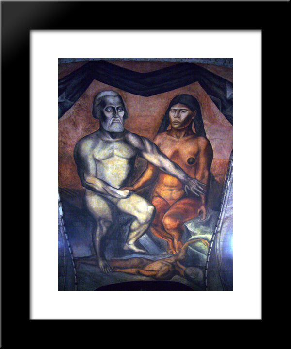 Cortes And La Malinche 20x24 Black Modern Wood Framed Art Print Poster by Orozco, Jose Clemente