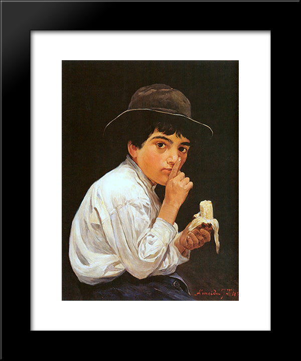 Boy With A Banana 20x24 Black Modern Wood Framed Art Print Poster by Almeida Junior, Jose Ferraz de
