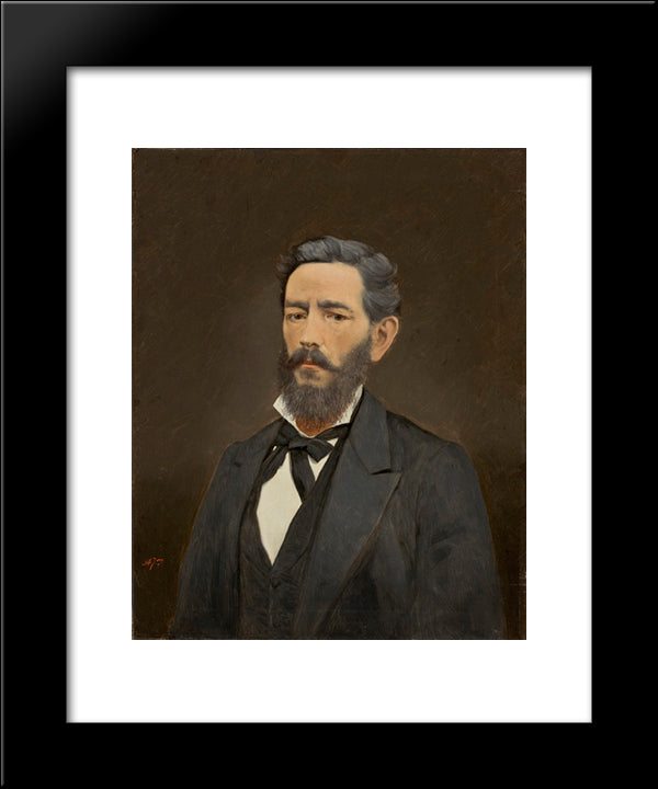 Bust Of A Man 20x24 Black Modern Wood Framed Art Print Poster by Almeida Junior, Jose Ferraz de