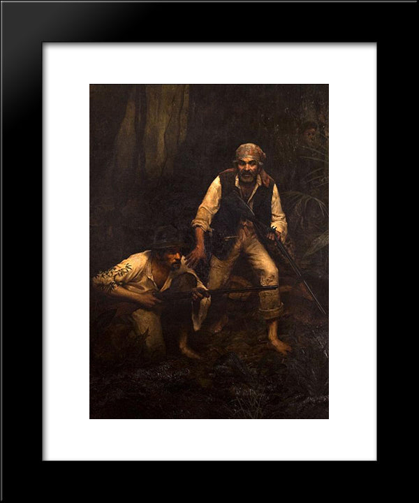 Caipiras Negaceando 20x24 Black Modern Wood Framed Art Print Poster by Almeida Junior, Jose Ferraz de