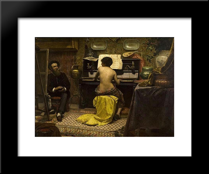 Model'S Rest 20x24 Black Modern Wood Framed Art Print Poster by Almeida Junior, Jose Ferraz de