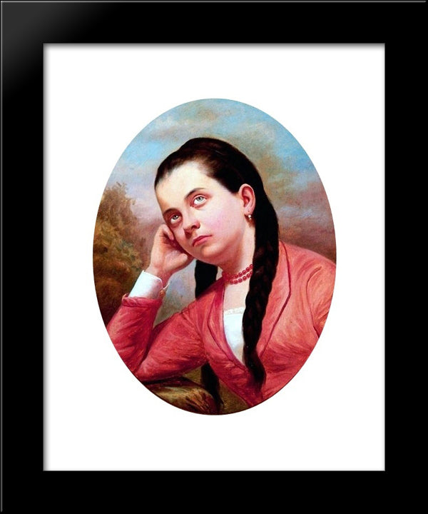 Portrait Of A Young Woman 20x24 Black Modern Wood Framed Art Print Poster by Almeida Junior, Jose Ferraz de