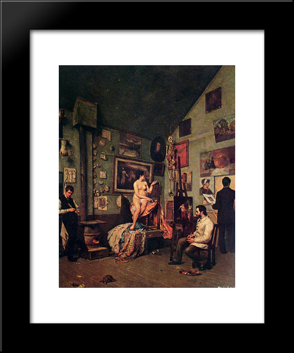 Studio In Paris 20x24 Black Modern Wood Framed Art Print Poster by Almeida Junior, Jose Ferraz de