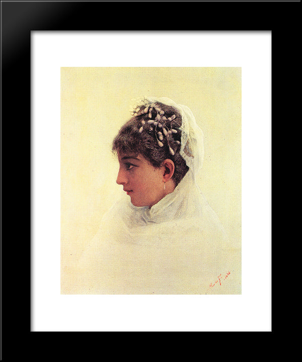 The Bride 20x24 Black Modern Wood Framed Art Print Poster by Almeida Junior, Jose Ferraz de