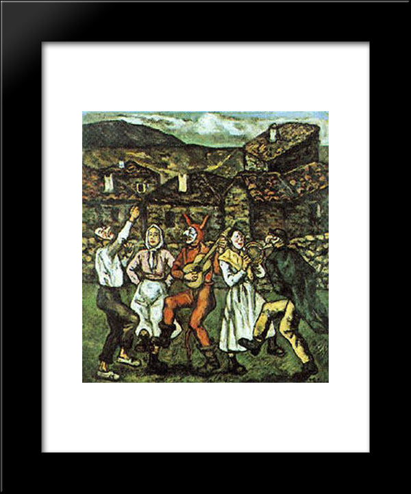 Carnival In A Village 20x24 Black Modern Wood Framed Art Print Poster by Solana, Jose Gutierrez