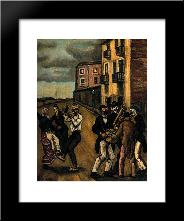 Masks 20x24 Black Modern Wood Framed Art Print Poster by Solana, Jose Gutierrez
