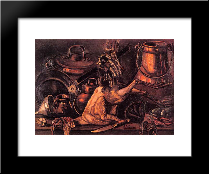 Still Life With Dead Turkey 20x24 Black Modern Wood Framed Art Print Poster by Solana, Jose Gutierrez