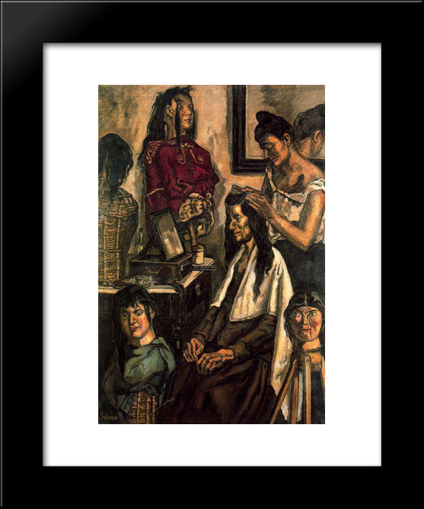 The Hairdresser 20x24 Black Modern Wood Framed Art Print Poster by Solana, Jose Gutierrez