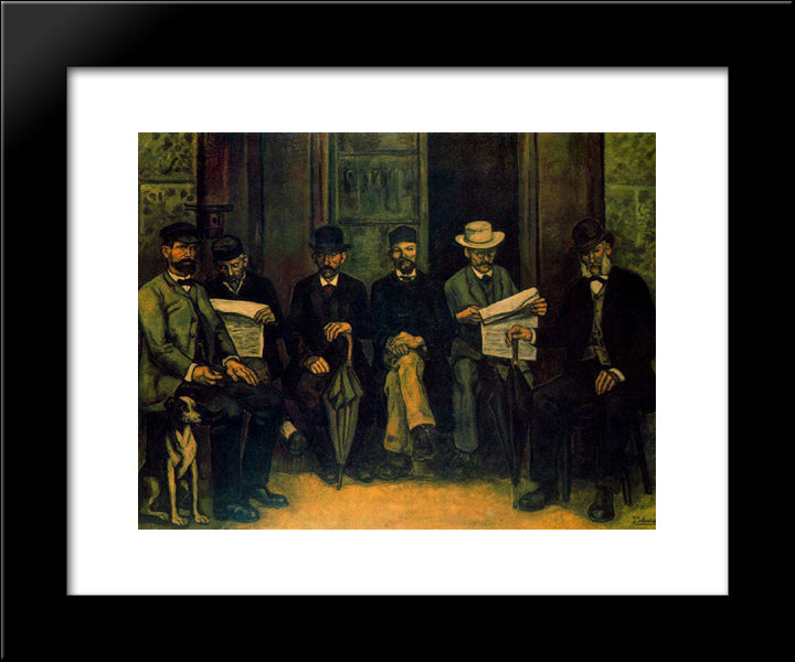 The Meeting At The Pharmacy 20x24 Black Modern Wood Framed Art Print Poster by Solana, Jose Gutierrez