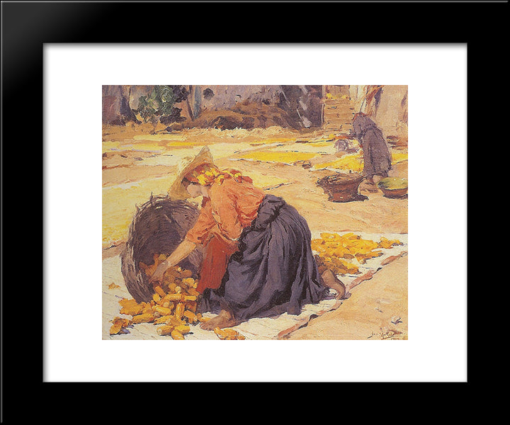 Corn In The Sun 20x24 Black Modern Wood Framed Art Print Poster by Malhoa, Jose