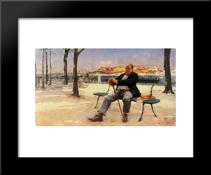 Gozando Os Rendimentos 20x24 Black Modern Wood Framed Art Print Poster by Malhoa, Jose