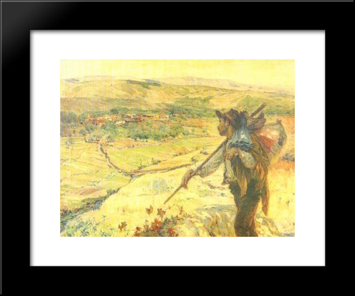 O Emigrante 20x24 Black Modern Wood Framed Art Print Poster by Malhoa, Jose