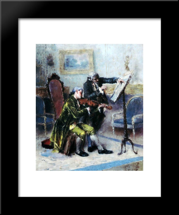 Um Compasso Difcil (Lico De Violino) 20x24 Black Modern Wood Framed Art Print Poster by Malhoa, Jose