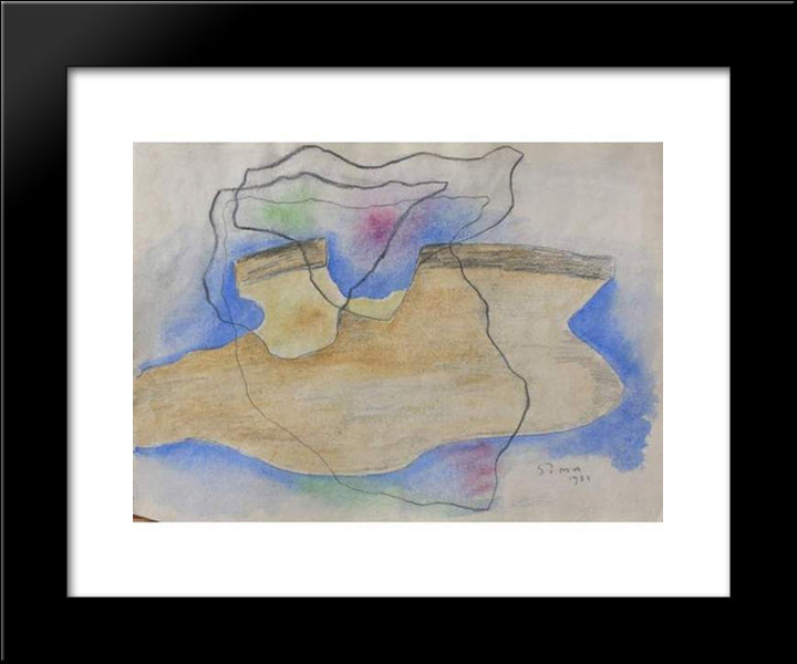 Paysage Surrealiste 20x24 Black Modern Wood Framed Art Print Poster by Sima, Josef