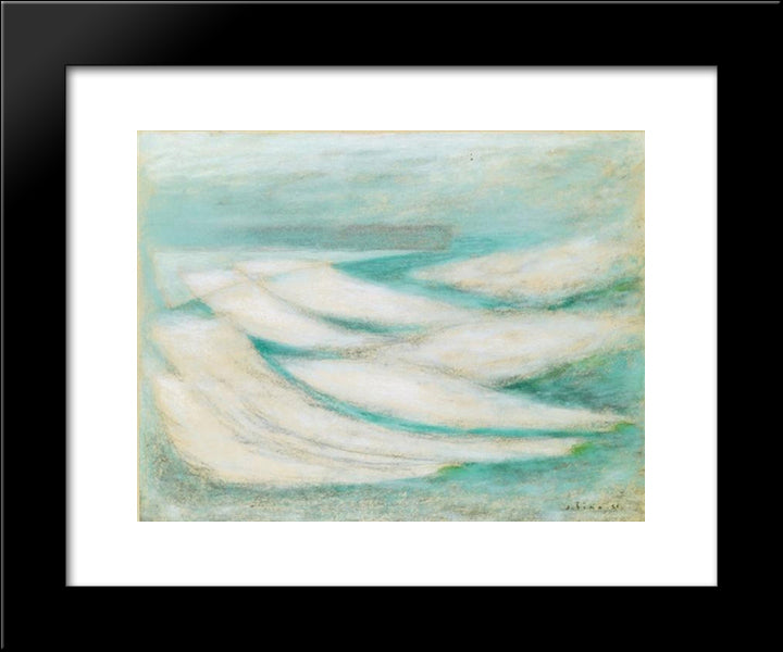 Storm At Fecamp 20x24 Black Modern Wood Framed Art Print Poster by Sima, Josef