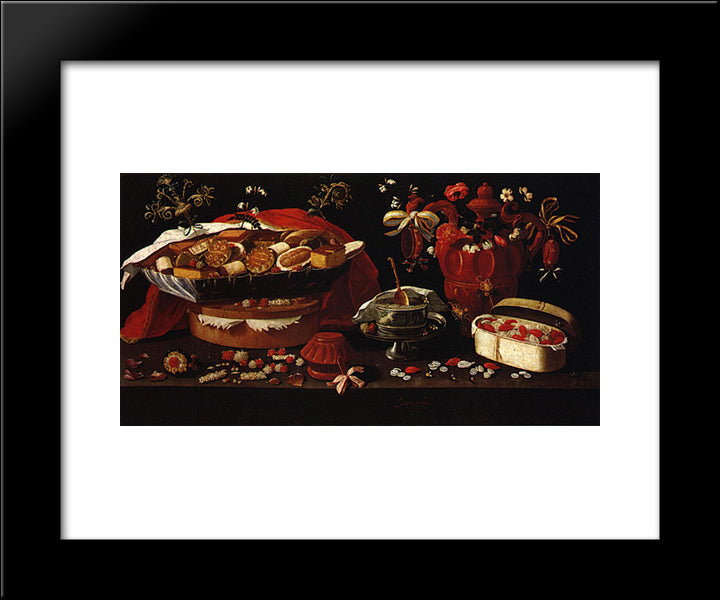 Still Life 20x24 Black Modern Wood Framed Art Print Poster by Obidos, Josefa de