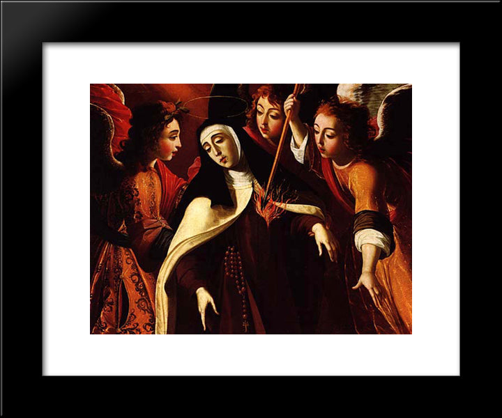 Transverberaco De Santa Teresa 20x24 Black Modern Wood Framed Art Print Poster by Obidos, Josefa de