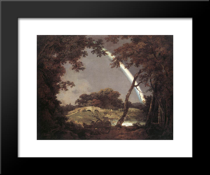 Landscape With A Rainbow 20x24 Black Modern Wood Framed Art Print Poster by Wright, Joseph