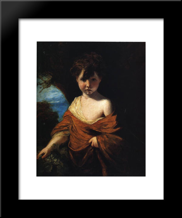 Boy Holding A Bunch Of Grapes 20x24 Black Modern Wood Framed Art Print Poster by Reynolds, Joshua